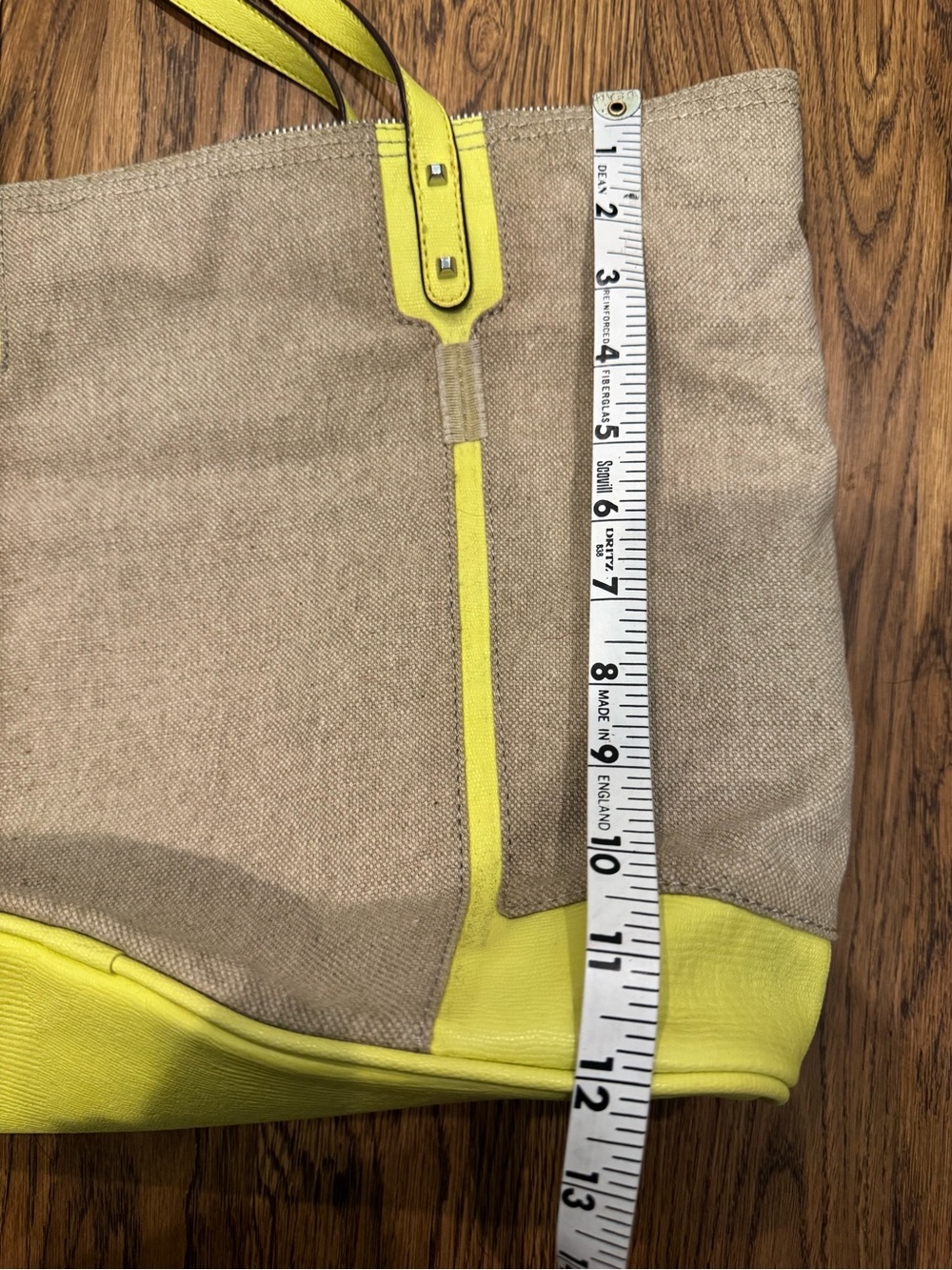 Canvas Tote Bag with Neon Yellow Trim - Picture 10 of 16